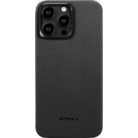 Чехол Pitaka MagEZ Case 4 iPhone 15 Pro, черно-серый, тонкое плетение